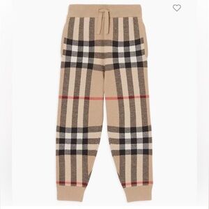 NWT- Burberry Cashmere -Wool Check Print Jogger Pants (Unisex)